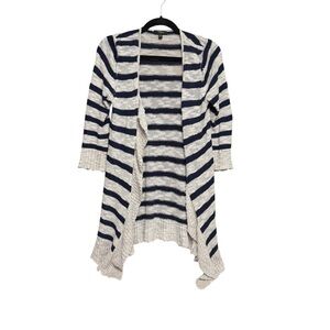 Cupio size small gray/blue duster length Striped Open-Front Cardigan Sweater